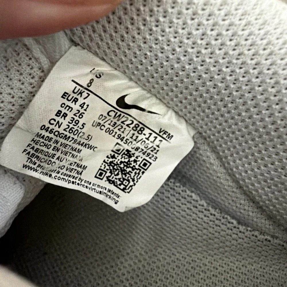 Nike Air Force 1 Low Top Men's Triple White Lace-Up Athletic Sneakers Size 8